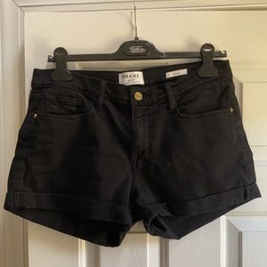 Frame Denim Le Cutoff cuffed hem shorts in Noir